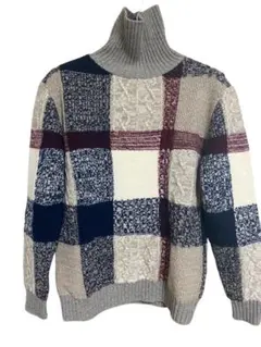 新品　ブラックレーベル　チェック柄タートルネックセーター　Mサイズ