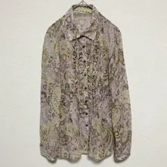 leilian レリアン 総柄　ペイズリー シアー　ブラウス フリル　シャツ