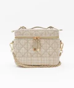 RANDA ベージュ ツイード ショルダーバッグ　2WAYバニティバッグ