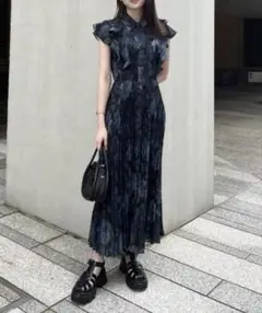 rienda ダブルフリルプリーツワンピース v&a