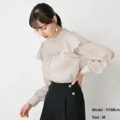 【GU即買い可能】シアーストライプフリルブラウス　即購入可