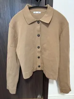 ブラウン クロップドニットカーディガン