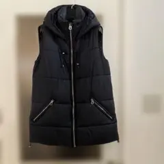 ZARA ザラ　ダウンベスト・ロング・ブラック・サイズS