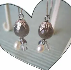 【目的達成・記憶力・魅力up】ピアス風イヤリング ラブラドライト＆淡水＆水晶