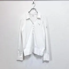 puma プーマ スキッパーポロシャツ ホワイト 長袖シャツ ゴルフ M