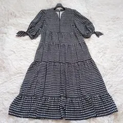 専用✨美品✨インゲボルグ　ドローイングギンガムチェックワンピース　11号　黒