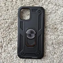 iPhone12mini iPhoneケース　フィンガーリング　黒　ブラック