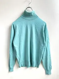 英国製 JOHN SMEDLEY 薄手 タートル ニット グリーン XSサイズ