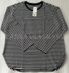 新品未使用タグ付き　ユニクロ　ソフトコットンボーダーラウンドヘムT　XXL　黒白