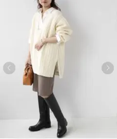 ジャーナルスタンダードレリューム スパニッシュウール ケーブルVネックニット