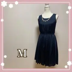 ネイビー スリーブレスドレス M 結婚式　パーティー　ワンピース　キャバ