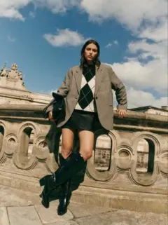 H&M シングルブレストジャケット ライトベージュ/千鳥格子柄【完売品】