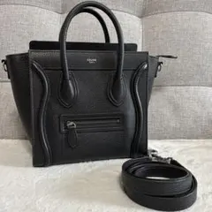 極美品 CELINE ラゲージ ナノ ブラック レザー ショルダーバッグ