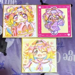 萌え絵 色鉛筆画 オリジナルイラスト 豆色紙 セット