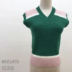 【美品】MARNI×UNIQLO ポップコーンニットVネックベスト グリーン S