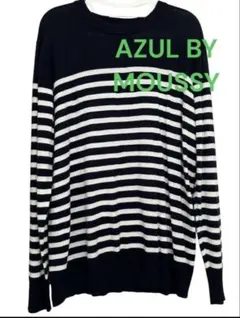 AZUL BY MOUSSY ネイビーとホワイトストライプ薄手ニット 星刺繍