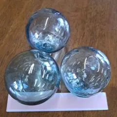 ガラス浮き球３個セット(ブルー系)