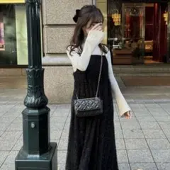 ラメシャギーフレアキャミワンピース GRL