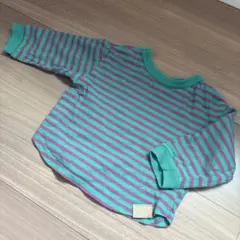 BREEZE 長袖Tシャツ 緑と紫のストライプ サイズ80