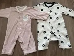 ロンパース2点セット 60-70cm ピンク・花柄