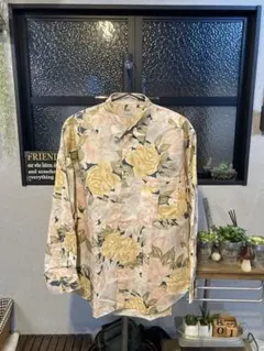 【希少/美品】VIABRERA 総柄 花柄 長袖シャツ　レトロ　Ｌ　ヴィンテージ