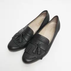 【美品】ルカグロッシ タッセルヒールローファー シボ加工 24.5cm