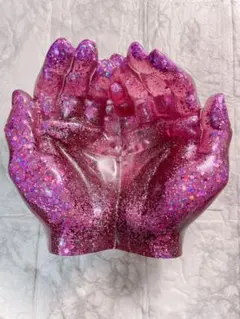 【No.44】ハンドメイド☆レジン 手 マルチトレー パープル キラキラ