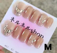 2419:ピンクマグネットにネックレスデザインストーン蝶々☆Mサイズ