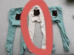 GAP グレー クマ刺繍 ベビータイツ 12m-24m けつくま 白1点