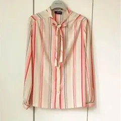 vintage ヴィンテージ ストライプ ボウタイブラウス シャツ 長袖