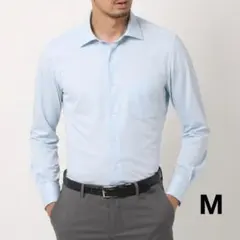 スーツカンパニー　NON IRON JERSEY 長袖シャツ ライトブルー M