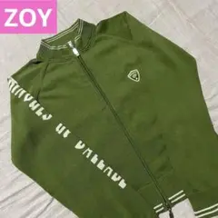 ●ゾーイ●ニットブルゾン グリーン M コットン　シルク ゴルフ フルジップ 緑