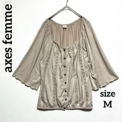 アクシーズファムaxes femme ボタン付きカーディガンM 五分袖 レース