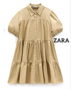 ZARA ザラ　ティアード　チュニック　ミニ丈ワンピース　ベージュ　L 新品タグ