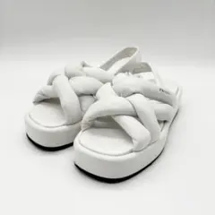 美品 37 PRADA プラダ プラットフォーム サンダル ナッパレザー