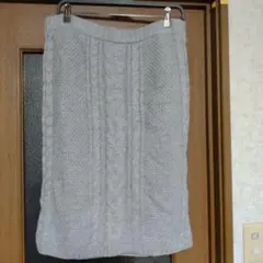 新品グレー ケーブル編みスカート 4L