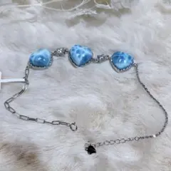 極上✨プレゼント✨プレミアムクラス ❣️ハート型ラリマー3つ✨ラリマーブレスレット
