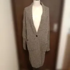 美品UNIQLOグレーリブニットロングカーディガン♡ウール100♡サイズМ