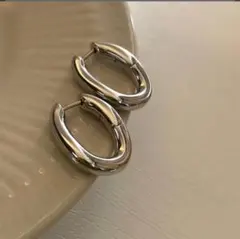 サージカルステンレス 大ぶり シルバー フープピアス リングピアス ワンホン