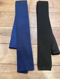 ニット ネクタイ ネイビー ブラック 2本セット