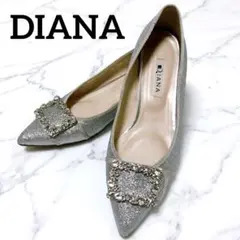 美品✨　DIANA ビジューバックル フラットシューズ シルバー　24.0cmのサムネイル