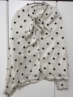 SPRAY PREMIUM ブラウス　ボウタイ　ドット　長袖　シースルー　シアー