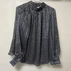 H&M ネイビー・ホワイト 長袖シャツ L