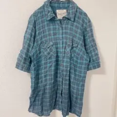 良配色✨SONOMA【XL】チェックシャツ 半袖 ブルー ゆるだぼ カジュアル