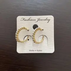 ゴールドフープピアス ストーン付き