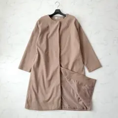 【 SHEIN シイーン 】ノーカラー ウールライク ロングコート Fのサムネイル