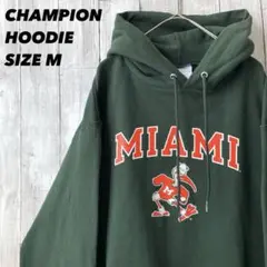 CHAMPIONチャンピオン　マイアミカレッジプリントスエットパーカー　M緑古着