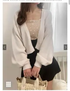 ボリュームスリーブショートニットカーディガン[mb1275]