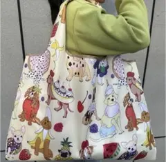 【新品】折りたたみ買い物エコバッグ 軽量＆大容量 わんことスイーツのサムネイル