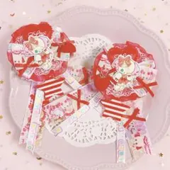 【ひらひらゆめかわリボン♡レッド】やっとこピン◆ハンドメイド/ゆめかわ/キッズ
